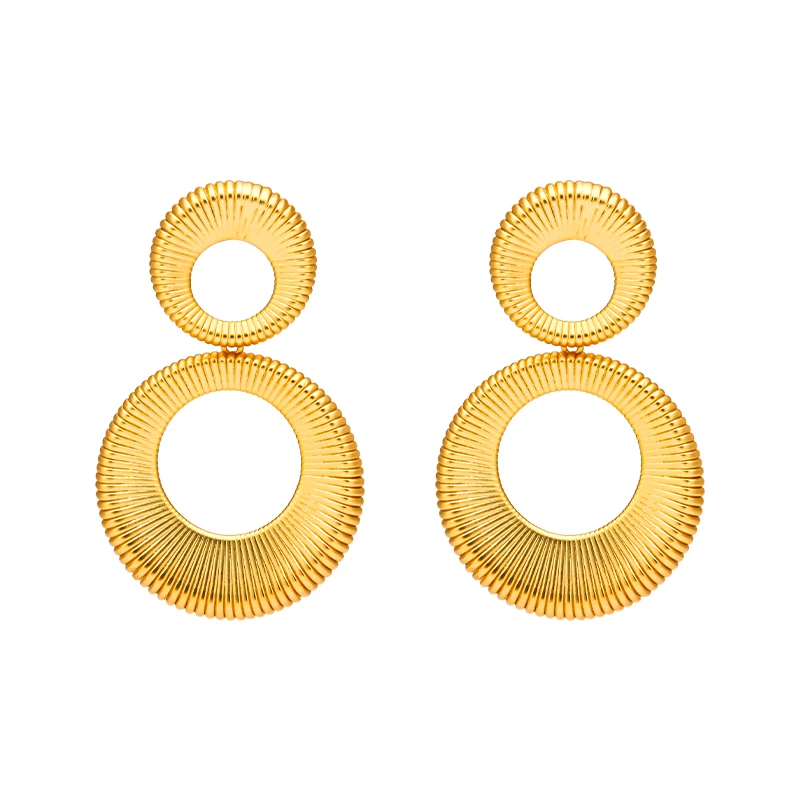 

Double Circle Geometry Drop Earrings For Women Gold Color Geometric Dangle Earrings Fashion Jewelry OEM ODM Manufacturer