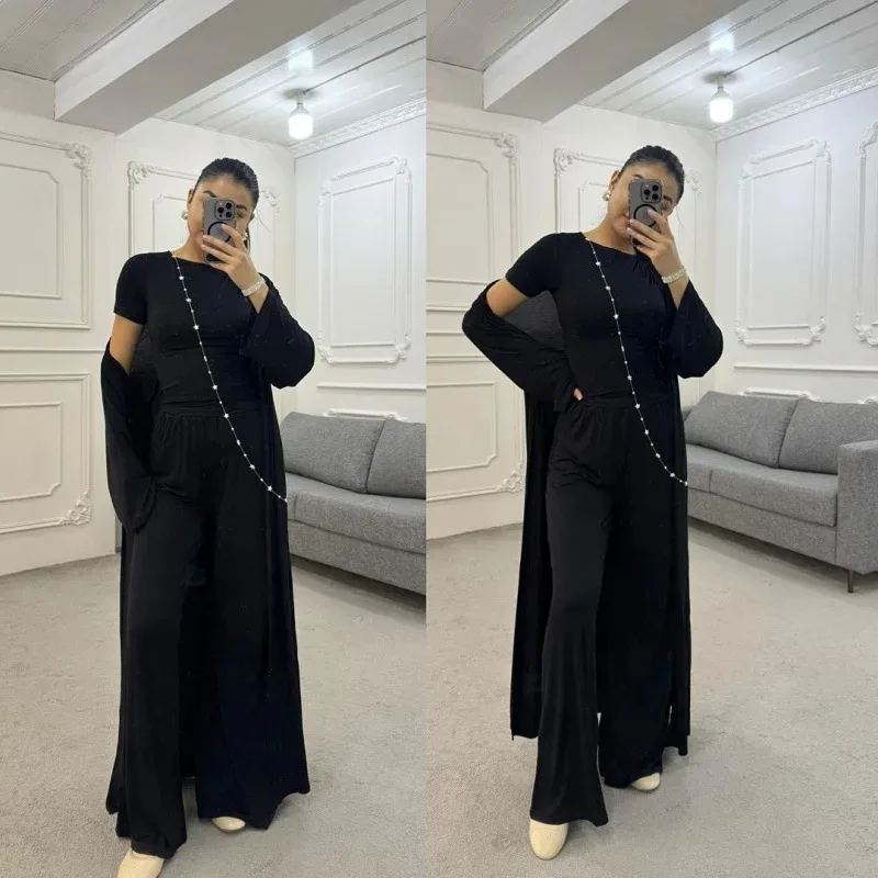 ตัวเลือกสินค้า ชุดแฟชั่น 3 ชิ้น เสื้อคลุม กางเกง และเสื้อ ใส่สบาย สวยเก่งทุกสไตล์