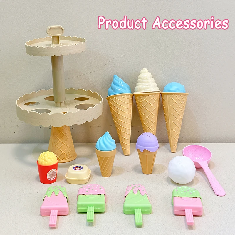 Baby Ice Cream Toys Set Simulation Make Afternoon Tea Dessert Pretend Play Food Game Play House Party Activities Games Girl Toy