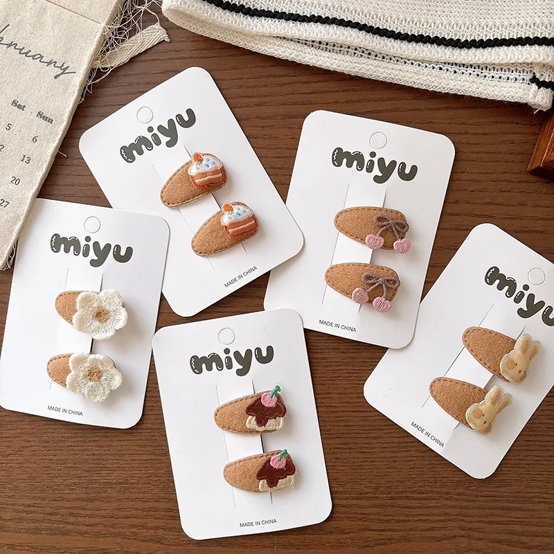 New  Milk Coffee Color Versatile Small Water Drop Children Bangs Hairpin Baby Flower Cartoon BB Clip