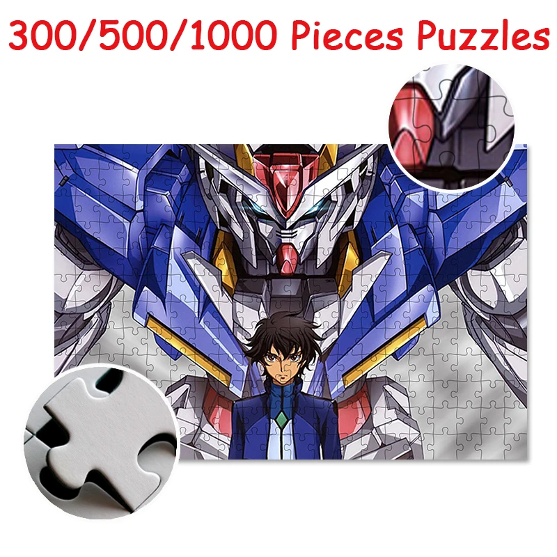 Japanese Anime Gundam Jigsaw Puzzle Toys Children's Educational Toys Adult Games 300/500/1000 Pieces Wooden Puzzle Hd Gift Art