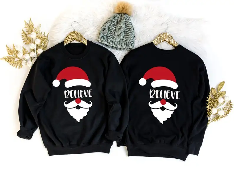 Believe Sweatshirt Christmas Party Shirt Print Sweatshirt Women Fashion Streetwear harajuku Cotton y2k Sleeve Tops Drop Shipping
