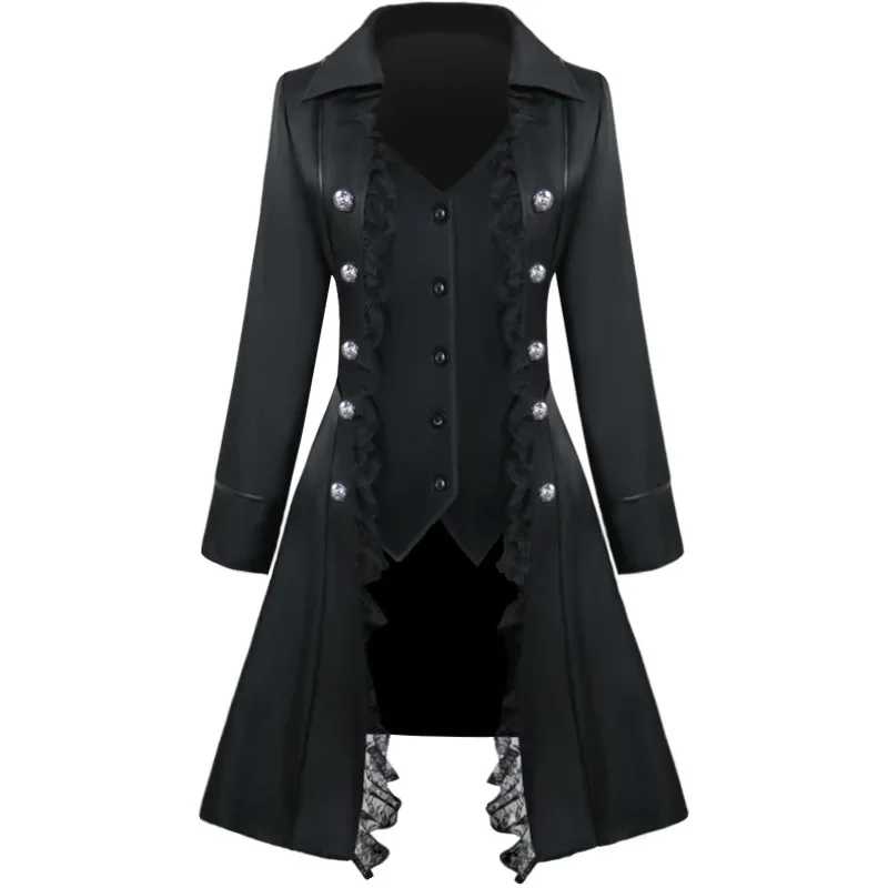 

New Medieval Three-Breasted Lace Irregular Coat For Women