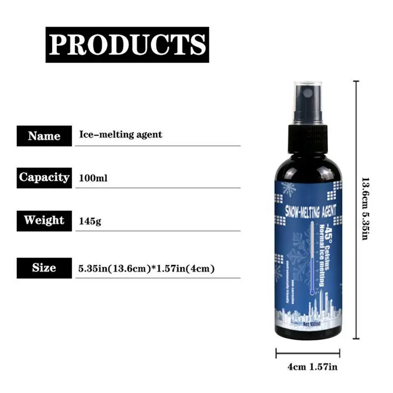 Windshield De-Icer Fast Ice Melting Spray Defrosting Frost Spray Window Snow Melting Defrost Liquid For Cars Rvs
