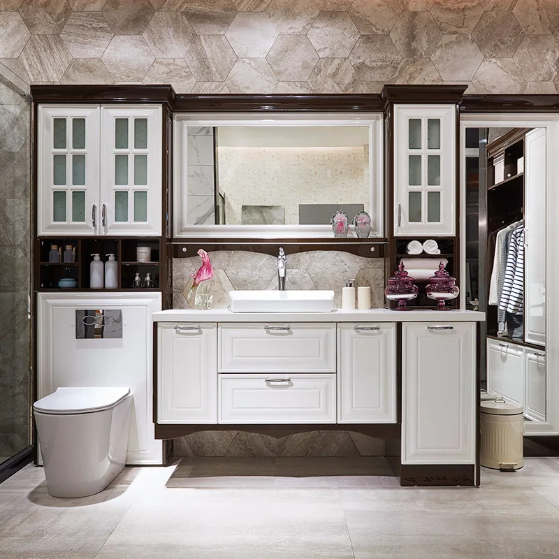 Factory Direct Manufacture Modern Lacquer Solid Wood Bathroom Cabinet