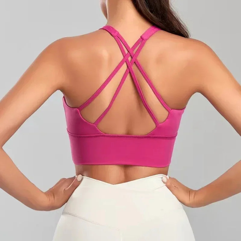 

Lulul Women Sexy Yoga Lingerie With Chest Pad Bras Bralette push up bra Sporte Bra female Underwear Solid Color Bra Gym Tops