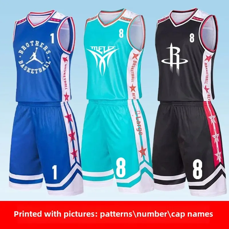New Soft Breathable Basketball Uniform Set Training Camp Teamwear Children Adults Moisture Wicking Large Size Basketball Jersey