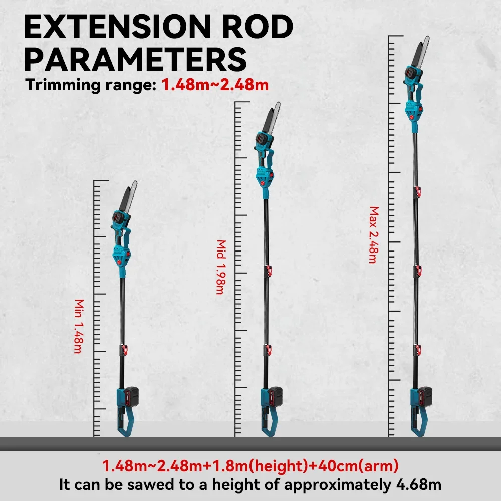 Brushless 8Inch Telescoping Pole Electric Chainsaw Oil Device High Branch Saw Garden Pruning Power Tool For Makita Battery Pin
