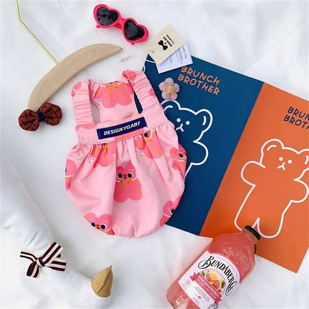 Flower shoulder strap dress jacket suitable for small to medium-sized dog breeds-all season polyester sweater, woven fabric, l
