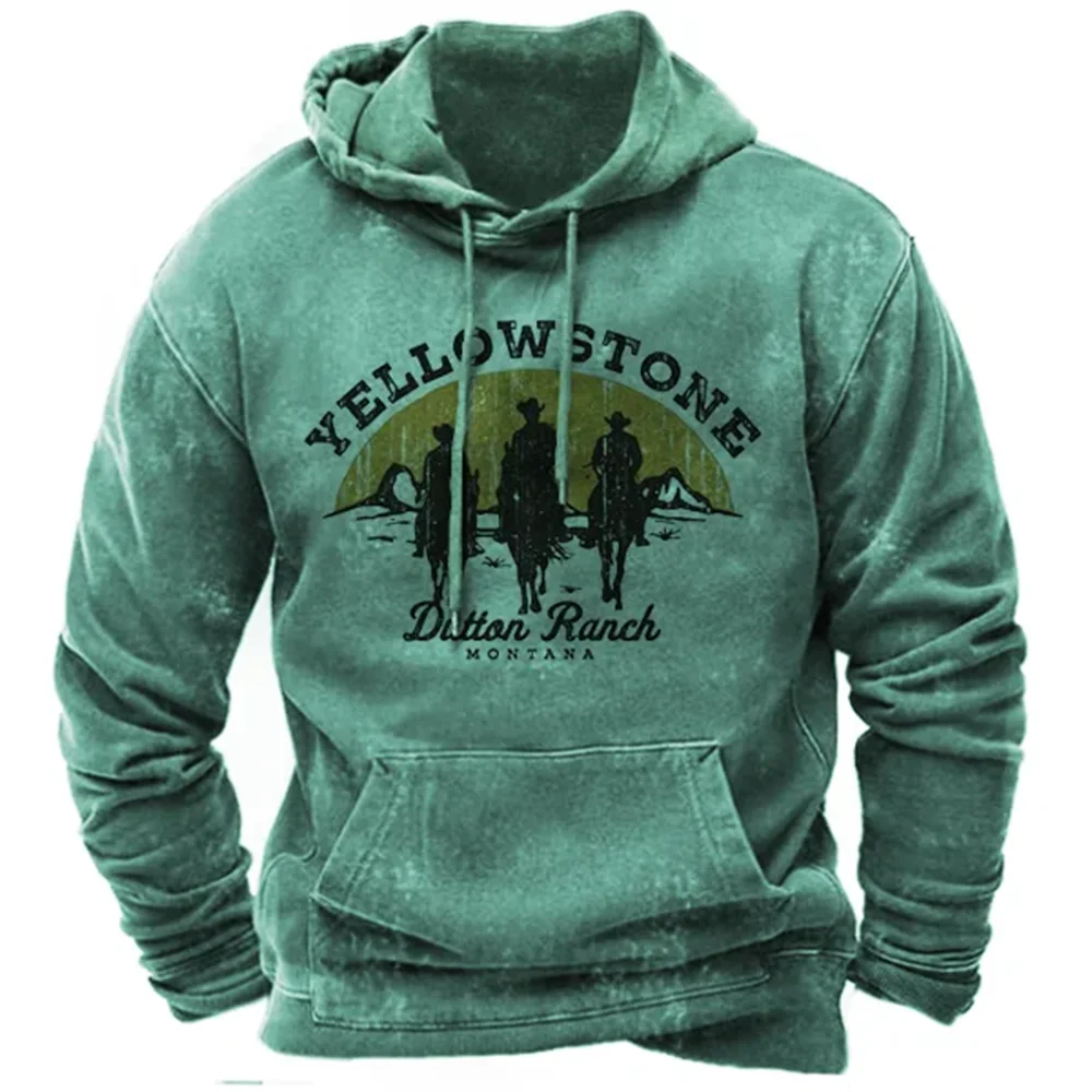 thumbnail image 1 of Nueva sudadera con capucha para hombre, sudadera con capucha con estampado de vaquero en 3D, camisetas de gran tamaño para hombre, ropa holgada vintage de Yellowstone para hombre, 1 of 4