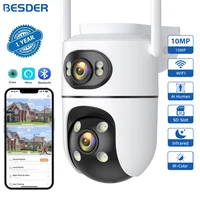 BESDER 10MP Wifi Camera IP PTZ Outdoor Dual Screen AI Auto Tracking 6MP Security Protection CCTV Surveillance Camera iCSee App