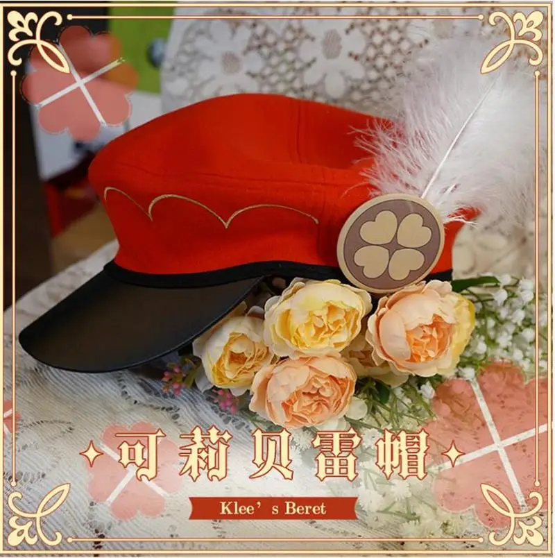 Game Genshin Impact Klee Anime Cosplay Berets Hat Cute Wonen Fashion