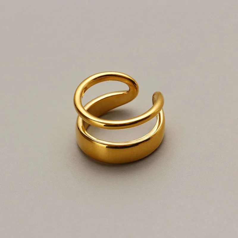 Anelli in acciaio inossidabile Double-Deck Punk Fashion Anelli aperti regolabili pregiati vintage per donna Uomo Gioielli Matrimoni Regalo all'ingrosso