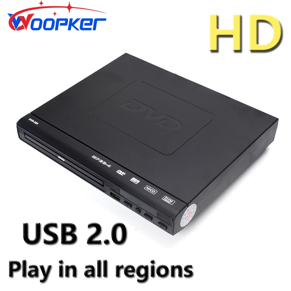 Woopker Lettore Dvd Vd-225 Pal Ntsc Lettore Dvd Multizona Che Supporta Tv Digitale Cd Vcd Dvd Mp3 Usb 2.0