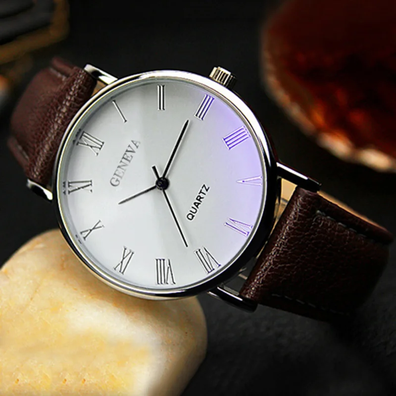 Hot Sale Geneva Men Watches Fashion Casual Men's Watches Leather Band Analog Quartz Wristwatches relogio masculino reloj hombre 5