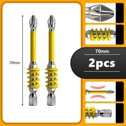Premium Magnetic PH2 Anti - Slip Screwdriver Bit Set - 2 Pieces (Yellow)