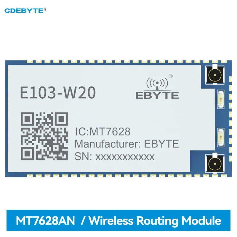 mt7628an serial port to wifi wireless routing module cdebyte e103 w20 7628 support openwrt ipex spi uart small size smd MT7628AN Serial Port to Wifi Wireless Routing Module CDEBYTE E103-W20(7628) Support Openwrt IPEX SPI UART Small Size SMD