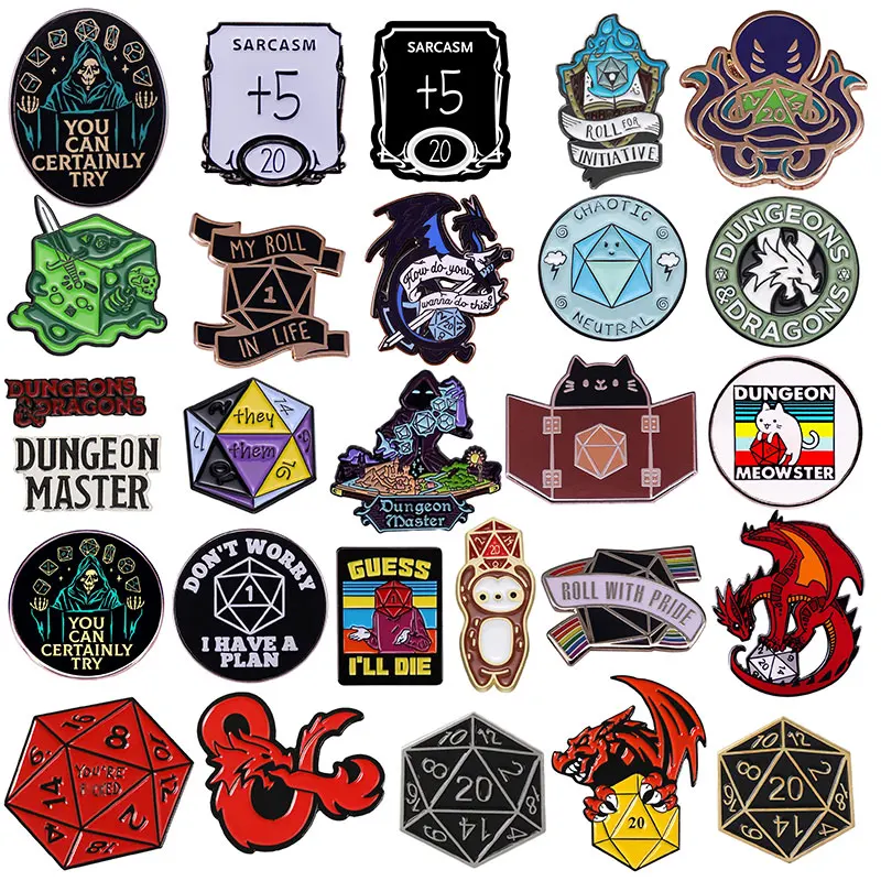 RPG-Game-Dungeon-DnD-Dragon-Dice-D20-Anime-Enamel-Pin-Lapel-Badges ...