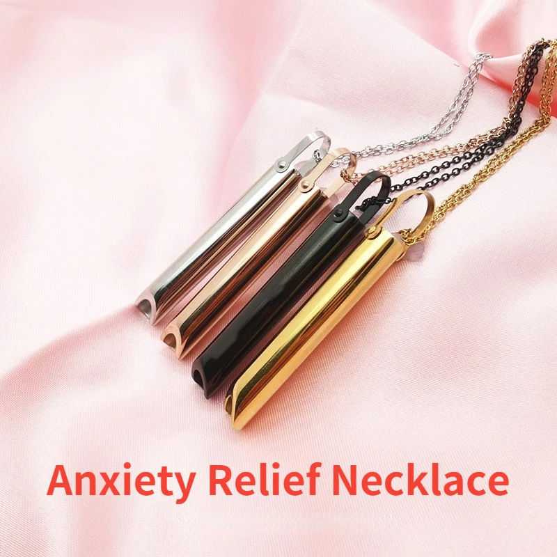 Stainless Steel Anxiety Whistle Necklace for Women Mindful Meditation Breathing Stress Relief Breathwork Tool Jewelry |