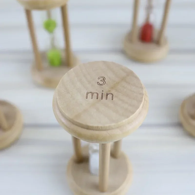 1pcs 5x5x10cm Wooden 1/2/3 Minute Hourglass Timer Time Creative Home Decoration Small Ornaments Living Room Sand Timer Liquid Hourglass Timer Colored Hourglass