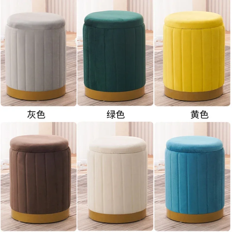 

Makeup Stools Home Dressing Stool Can Store Round Ottomans Light Luxury Simple Dressing Nail Beauty Round Stool Home Furniture