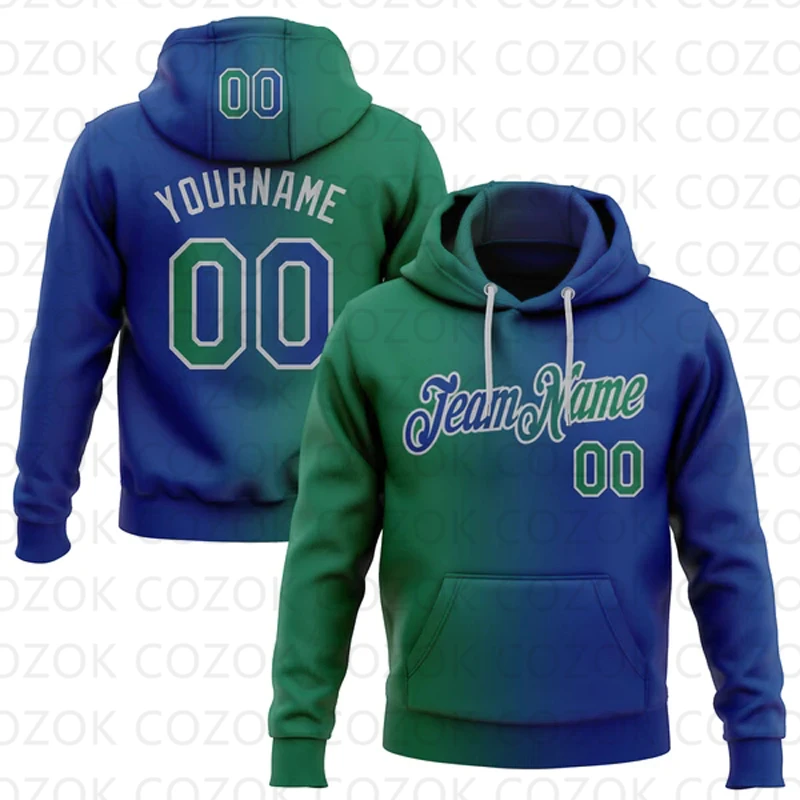 Customized Hoodie Blue Green Splicing Jersey 3D Printed  Unisex Pullovers Hoodie Casual Sweatshirts