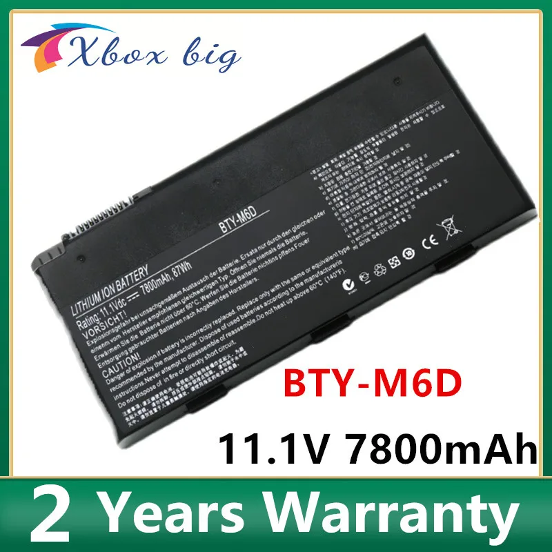 

New BTY-M6D Laptop Battery for MSI Notebook GX660 GT680R GT783R 9CELLS GT60 GT70 GX780R GX680 GX780 GT780R GT660R GT663R