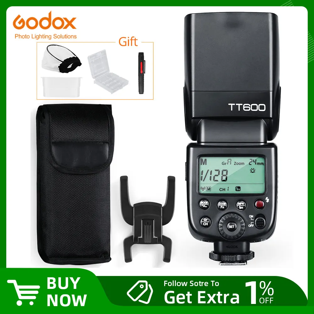 Godox-Flash de cámara maestro/esclavo TT600, 2,4G, inalámbrico, GN60, Speedlite para Canon, Nikon, Sony, Pentax, Olympus, Fuji, Lumix