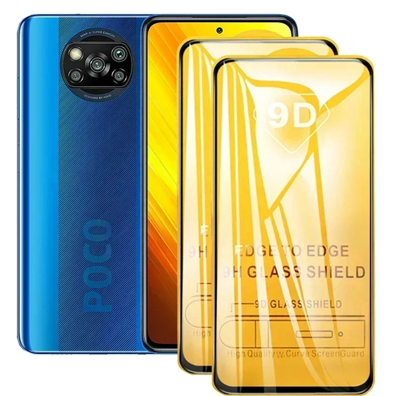 

Защитное стекло 9D для Xiaomi Poco, полная проклейка, 2 шт.