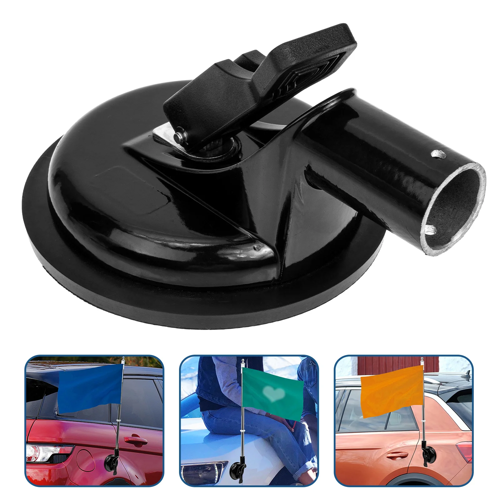 

Flagpole Sucker Bracket Holder Suction Cup Metal Desert Car Mount Supplies Rubber Stand