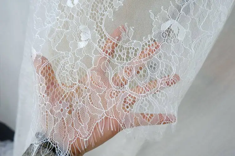 옷용 속눈썹 레이스 트림, 샹티이 원단 액세서리, DIY 자수, 바느질 공예, 흰색, 검정색, 천용 프랑스 레이스