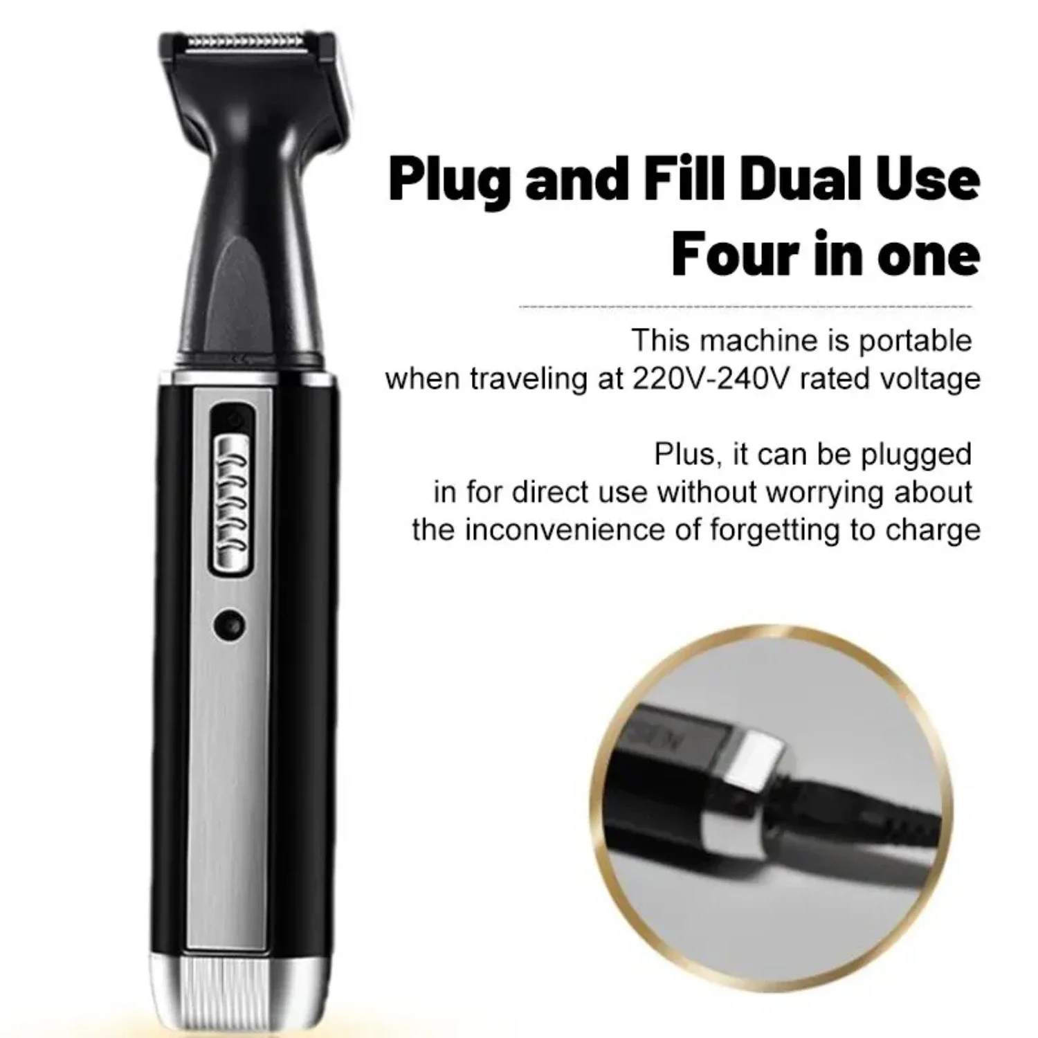 Portable, sleek, versatile 4-in-1 compact nose hair trimmer for men - Convenient grooming kit for precision beard shaping - Must 5
