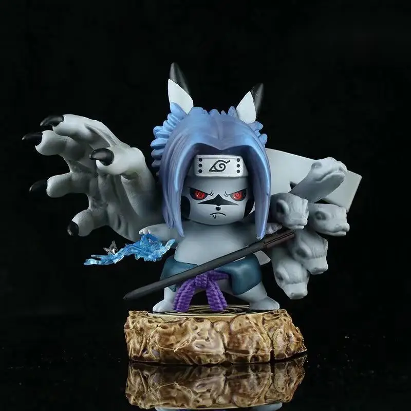 thumbnail image 1 of Figuras de acción de PVC de Anime Naruto Q Version Pikachu COS Curse Mark Sasuke Uchiha, modelo de estatua de 10 cm, 1 of 4