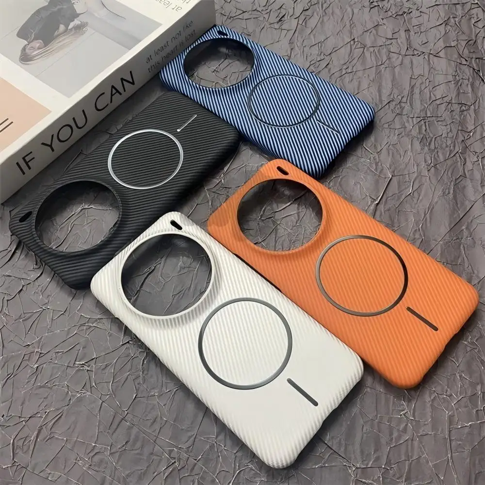 Carbon Fiber Kevlar Half Frame Magnetic Phone Case with Wireless Charging Compatibility
