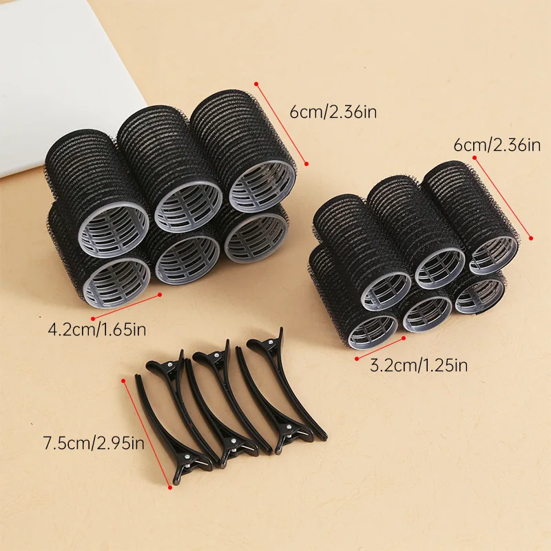 Bigodini per Capelli 6 Pezzi da 4cm, 6 Pezzi da 3cm, Bigodini Autoaderenti con 6 Fermagli per Capelli Lunghi, Lisci e Spessi - immagine 5