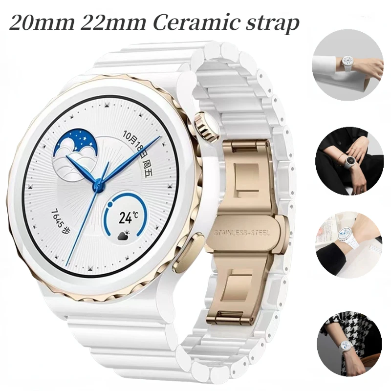 Wholesale Unique Ceramic 20 mm Watch Wristband CN207189SSWH_K0029837 main image 1