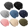 Women Pearl Rhinestones Beanie Headgear Solid Soft Autumn Winter Cap For Female Bonnet Fashion Knitted Autumn Outdoor Beanie 1
