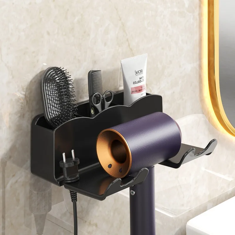 Nuovo Supporto Per Asciugacapelli A Parete Per Mensola Da Bagno Dyson Senza Foratura Supporto Per Asciugacapelli In Plastica Organizzatore Da Bagno