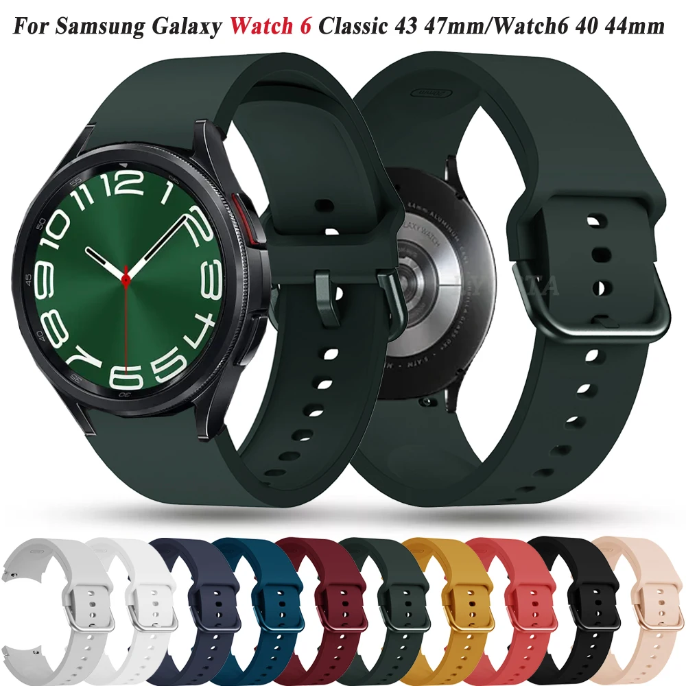 

Ремешок силиконовый для Samsung Galaxy Watch 6 40 мм 44 мм, спортивный браслет для наручных часов, аксессуары для часов Correa Watch 6 Classic 43 мм 47 мм, 20 мм