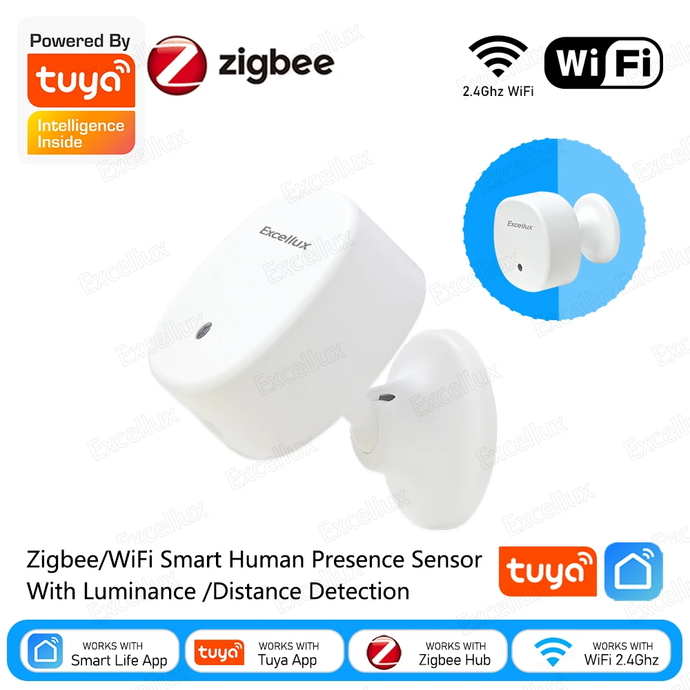 Wifi/ZigBee 3.0 MmWave Human Presence Motion Sensor with Illuminance/Distance Detection for Home Automation