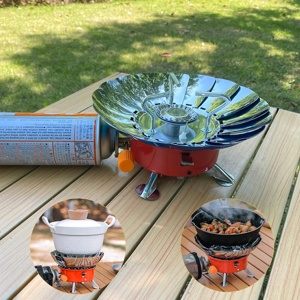 12800W Windproof Camping Stove - Portable Gas Stove With Piezo Ignition, Folding For Backpacking