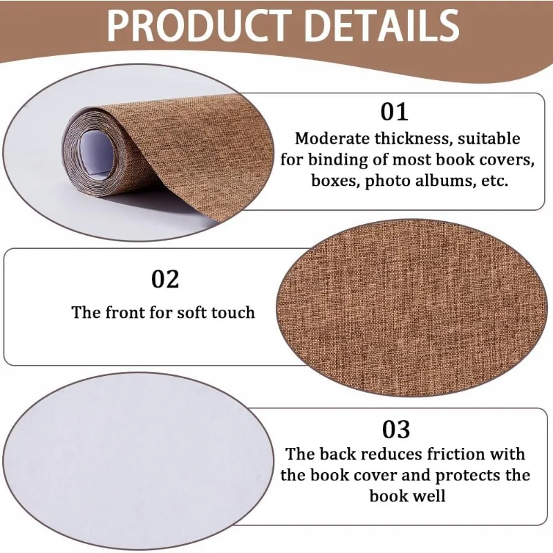 1 Sheet 51 x 11.8 Linen Book Cloth Brown Books Binding Fabric Surface Paper Backed Bookcover Densely Woven Cloth Books Album book covers