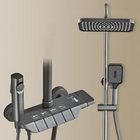 Chrome Piano Bathroom Shower Set SDSN Rainfall Shower Head Brass Sanitary Ware Bathroom Faucet Hot Cold Piano Shower System 2
