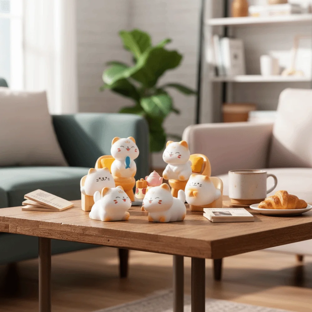 Charming DIY Cartoon Cat Resin Figurine - Kawaii Animal Home Decor Ornament