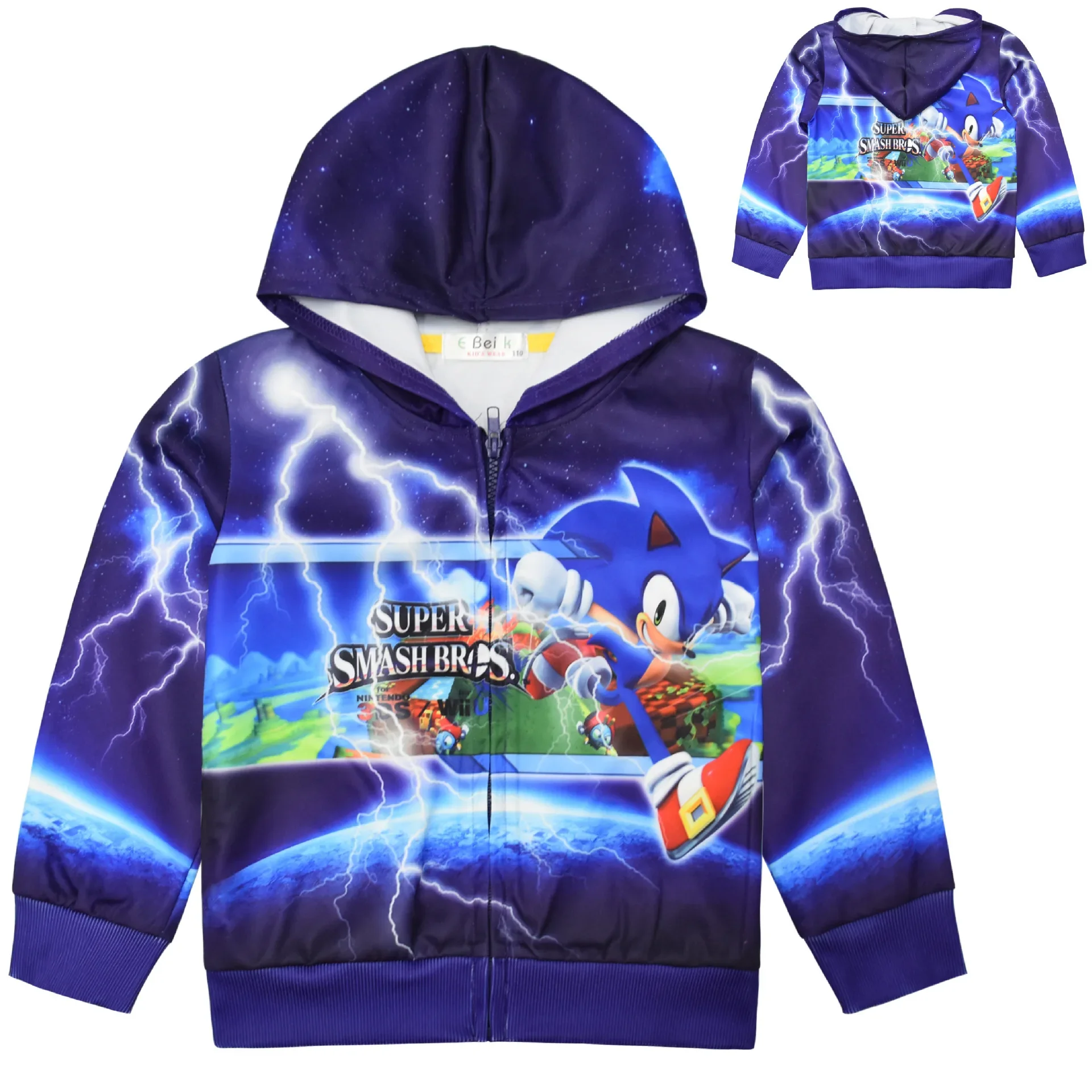 

Halloween Costume Sonic The Hedgehog Sonic Kid Zipper Hooded Jacket Fashion Casual Jacket Children's Clothes Cool Kids Jacket