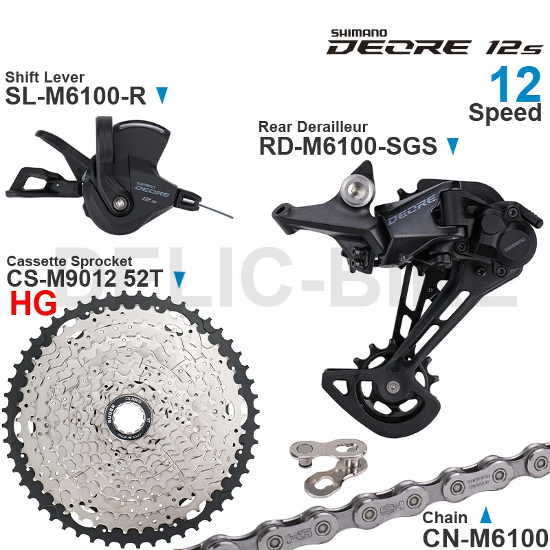 SHIMANO DEORE M6100 12speed Groupset SHIMANO DEORE M6100 12speed Groupset with Right Shifter Rear Derailleur Chain Original and SUGEK 11-50T 52T Cassette Sprocket