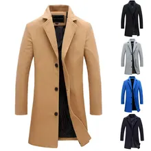 

Korean Style Temperament Mens Long Coat Solid Color Single-breasted Trench Coat High End Large Size Gentleman Formal Jacket