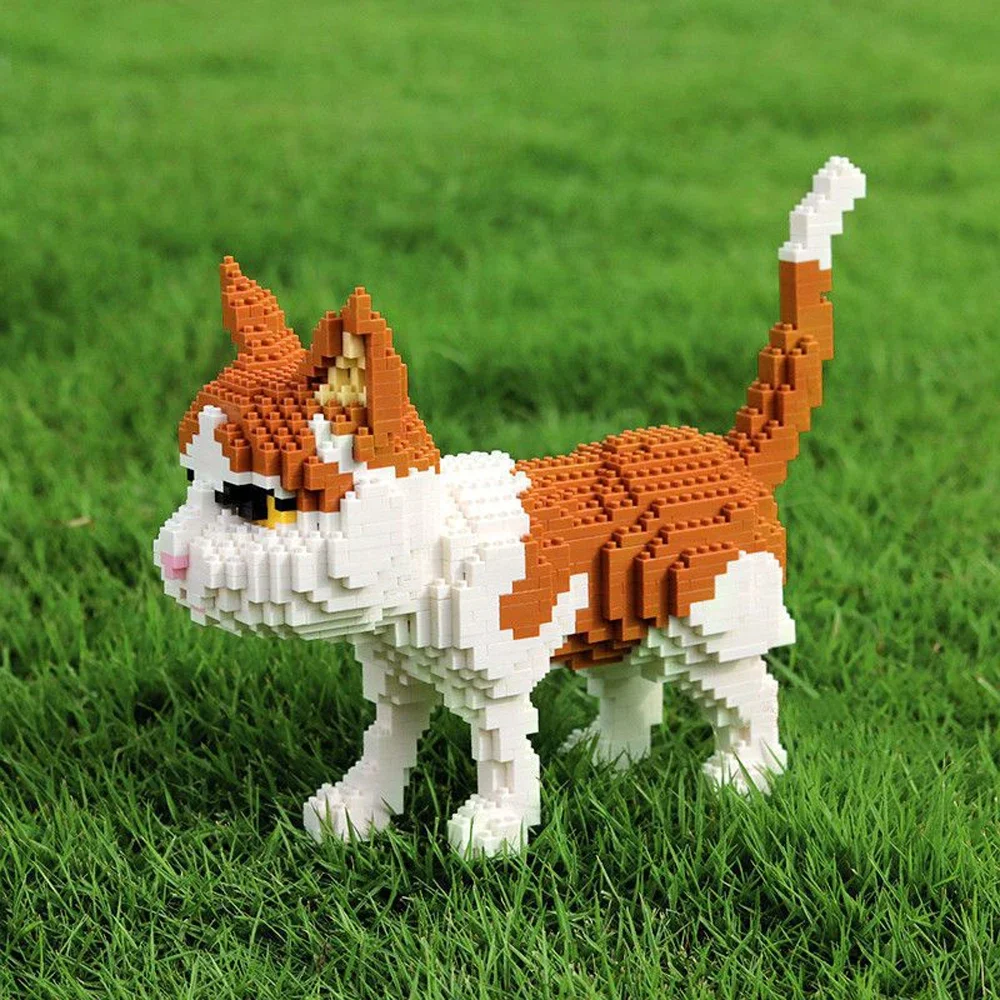 Building Blocks Knew Built Four styles Expressive Micro Particle Mini Cat Orange and Cow Models Pet Enthusiasts