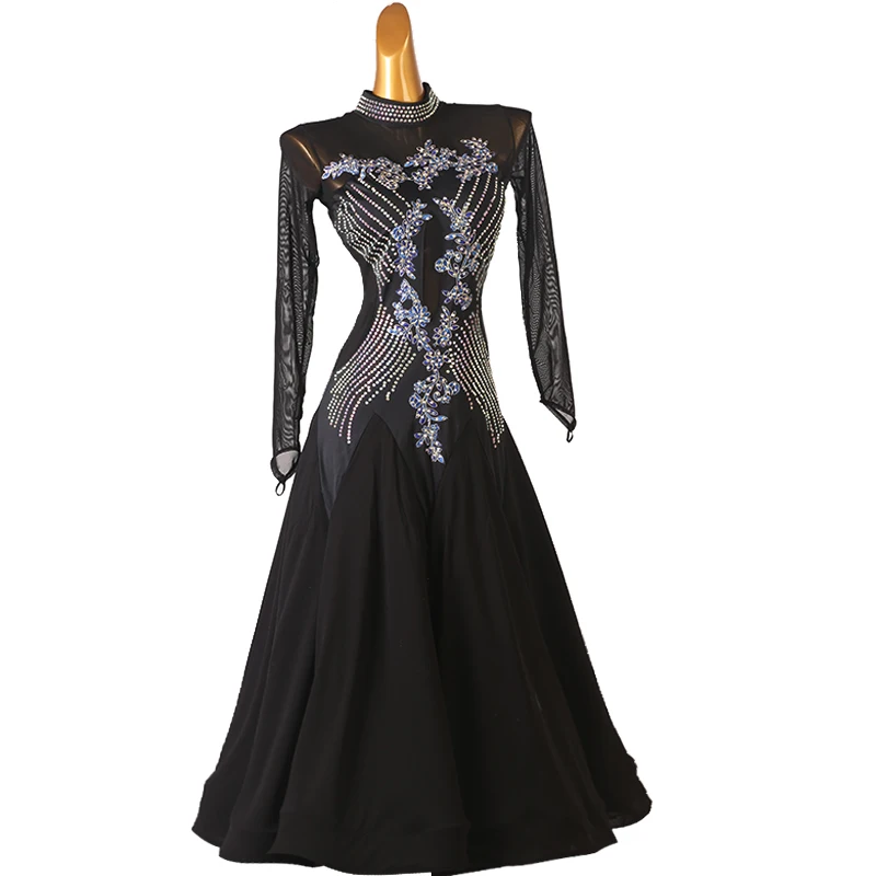 

Standard Ballroom Dance Dress Performance Customize Dancing Wear Long Sleeve Advanced Tango Waltz Ballroom Competition Dresses