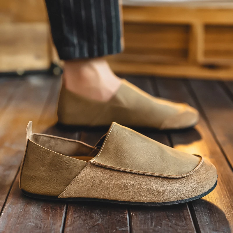 Man Loafers Outdoor Walking Fashion Mens Casual Shoes Soft Leather Comfort Half Slippers Breathable Lazy Driving Shoes Moccasins - 4